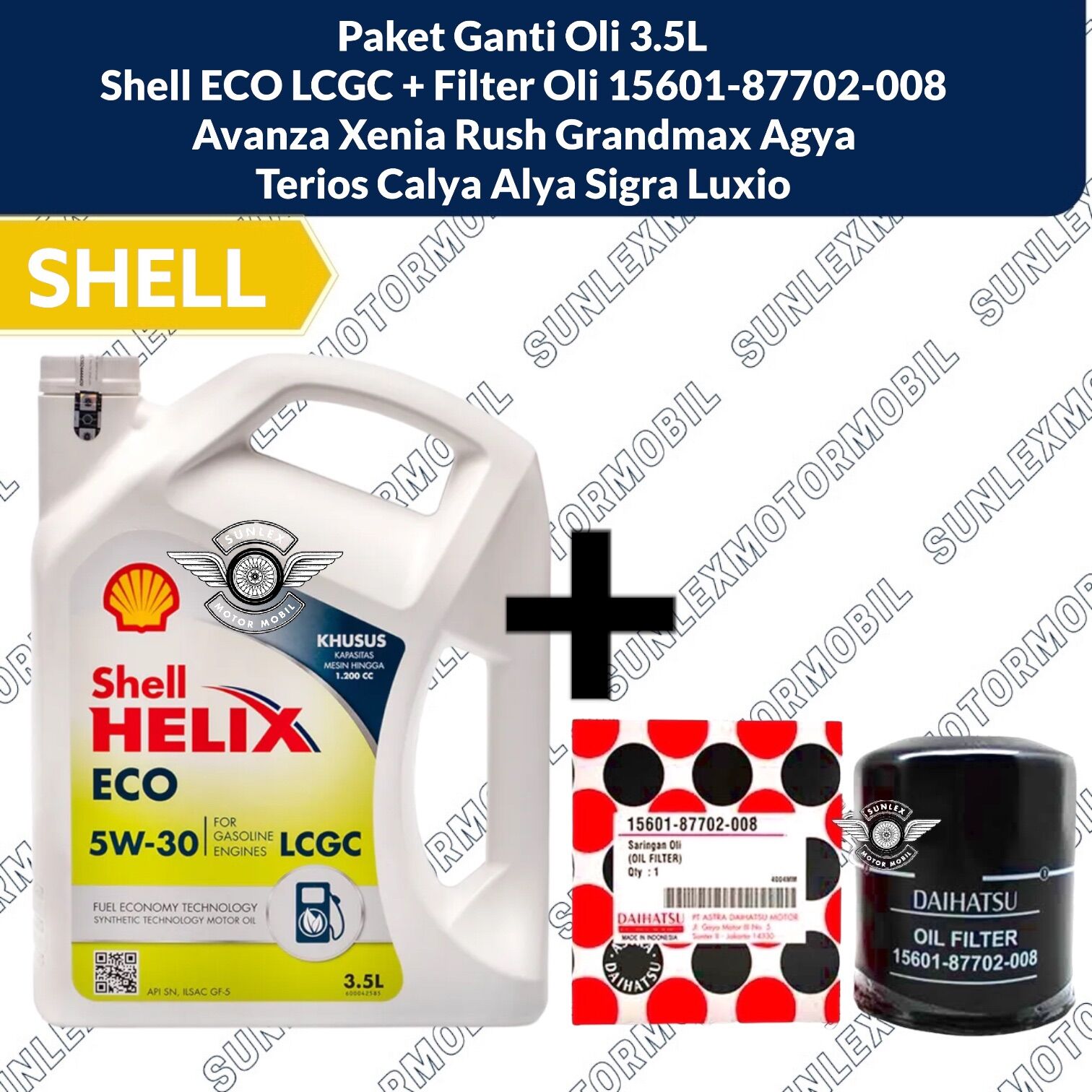 PAKET GANTI OLI SHELL HELIX ECO LCGC 5W-30 3.5L 5W30 BENSIN + FILTER