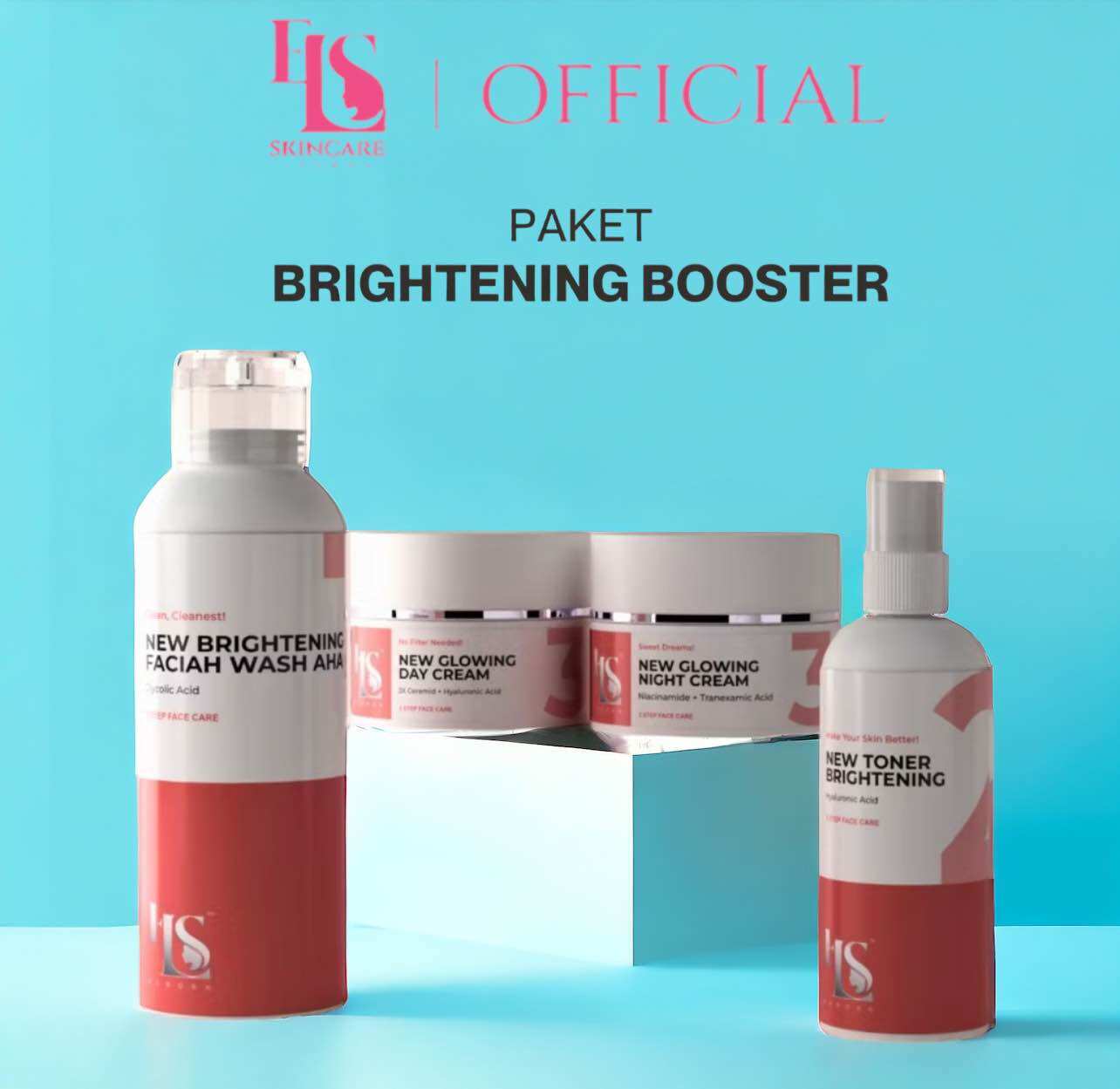 Paket Lengkap 4 IN ONE Reborn Ls Skincare Brightening Booster Ekstra Bundling Glowing (elstm) Bpom Reb…