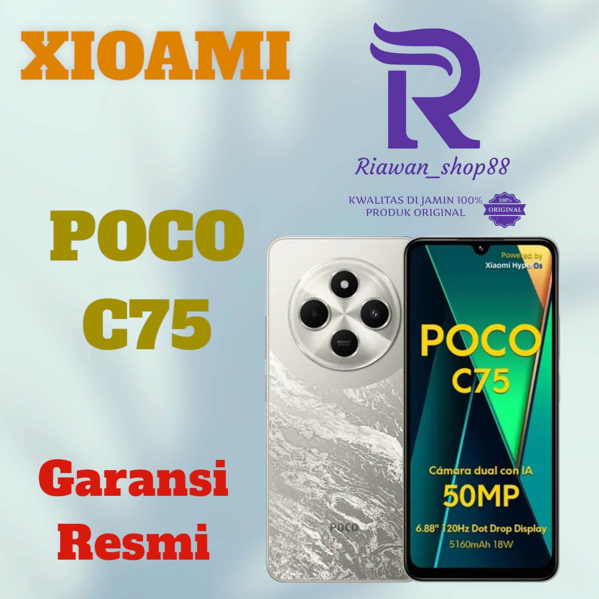 Hp POCO C75 RAM 8+8 /256GB CAM 50M ,BATERAI 5160MAH ,GARANSI RESMI ,DAN IMEI TERDAFTAR KEMENTRIAN Harga  1,375,000 Ringgit*Penghantaran Percuma