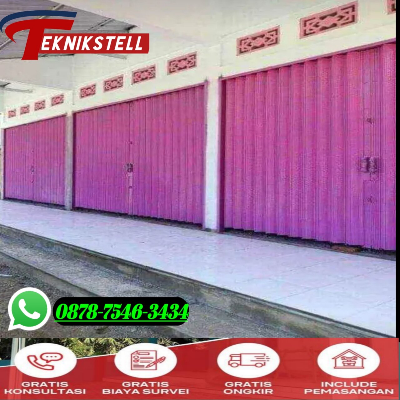 Folding gate besi slat 0.4mm / pintu rolling door / pintu warung