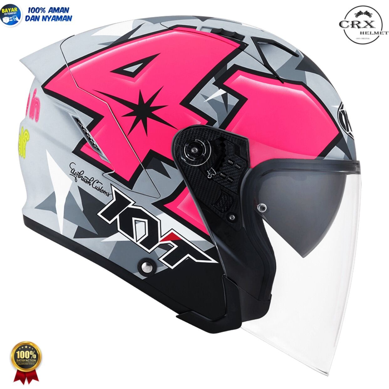 kyt helmet half face pink