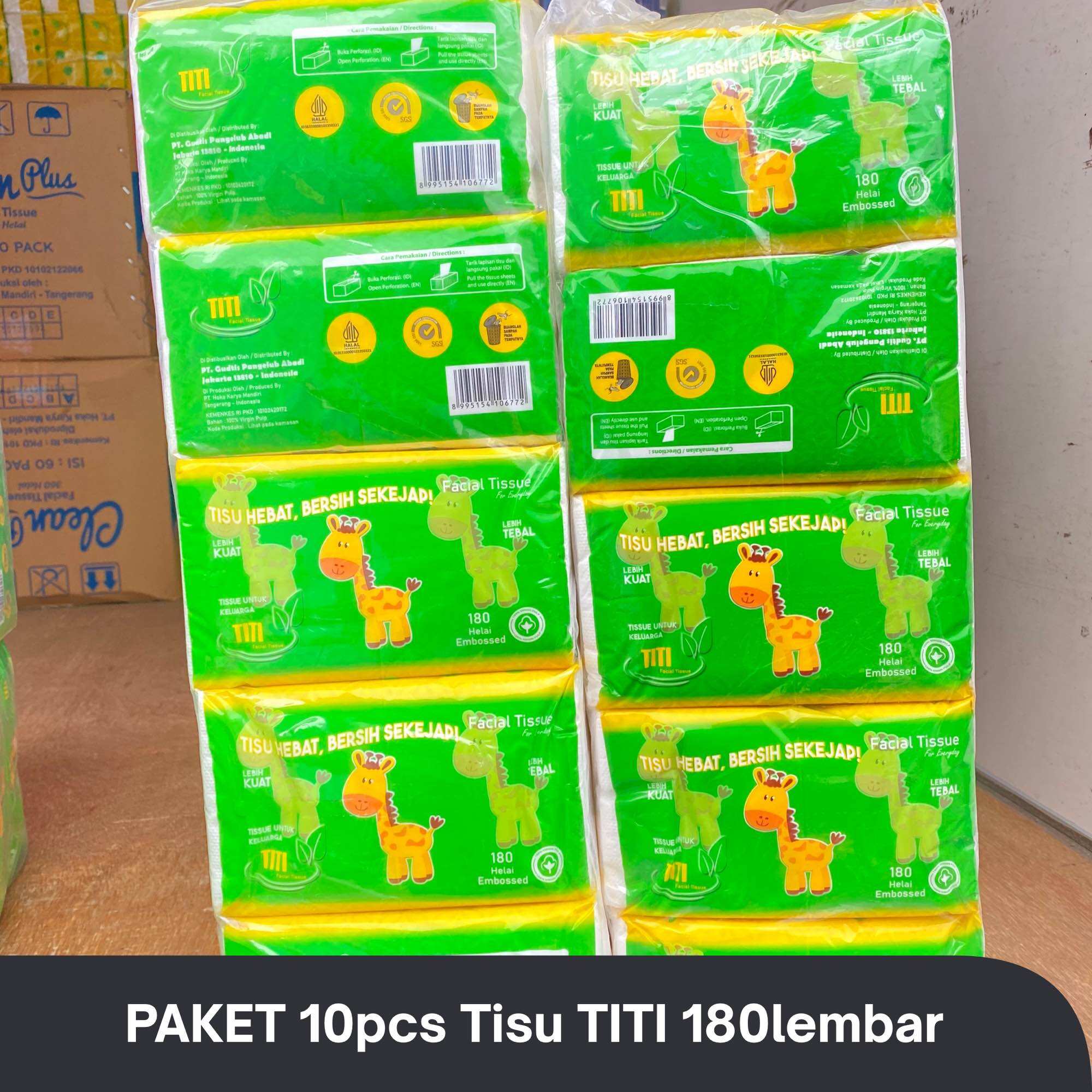 10 pack Tisu Titi 180 helai 2ply - DAPAT SEPULUH Harga  36,000 rupiah*Gratis Ongkir