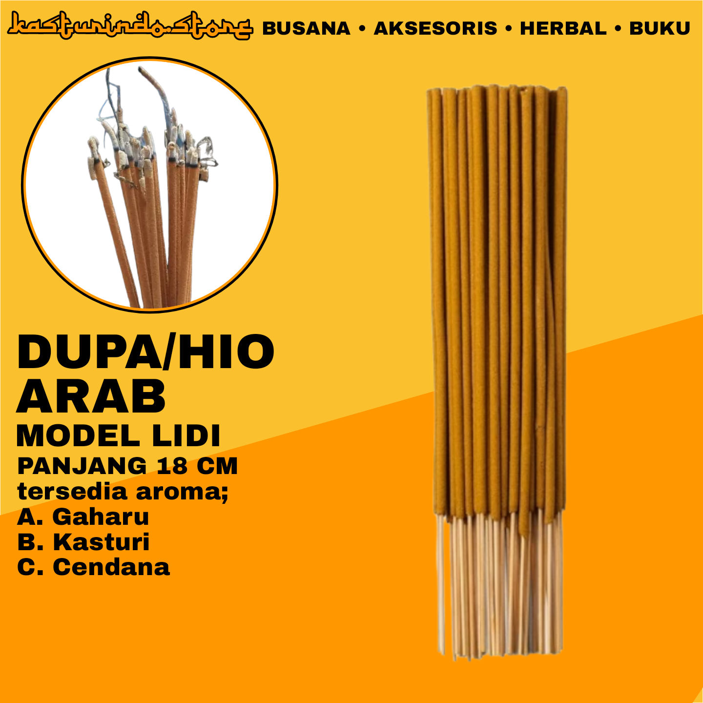 Dupa Hio Lidi Arab Gaharu Cendana Kasturi Isi 20 Stick