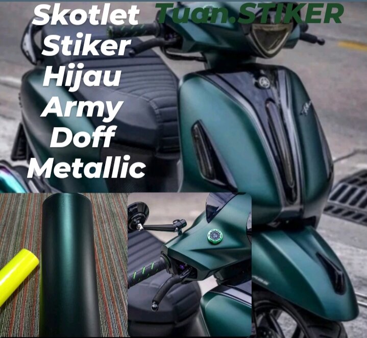 Skotlet Stiker Hijau Army Doff Metalik Sticker Motor Hijau Tua Doff