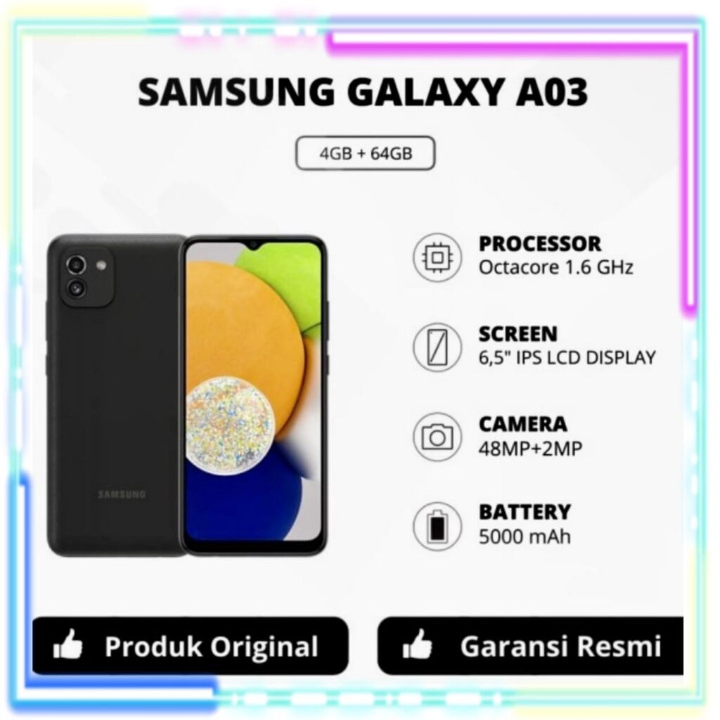 SAMSUNG GALAXY A03 RAM 4/64 NEW GARANSI RESMI SAMSUNG Harga 1,750,000 rupiah*Gratis Ongkir