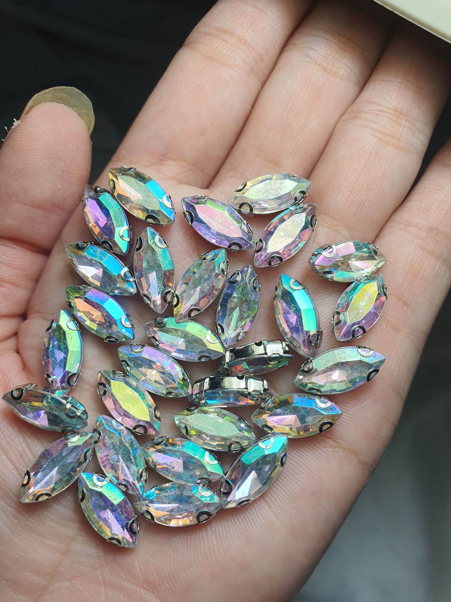 CANGKANG sampan PELANGI isi 100bji & 4 lusin / DIAMOND CANGKANG ukuran 7x15mm