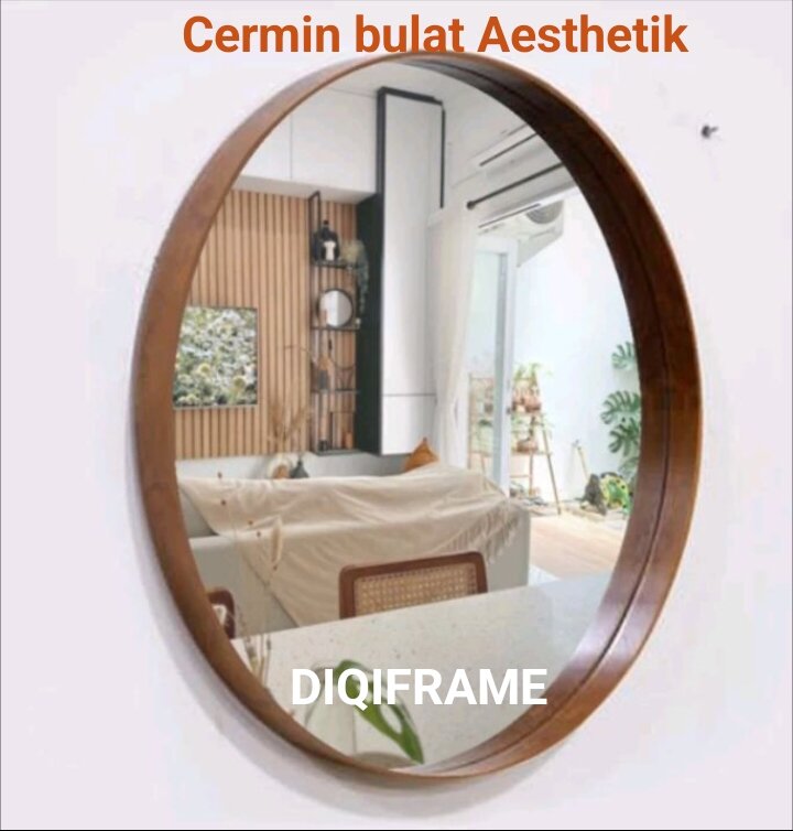 Cermin bulat Aesthtik viral D40cm.Cermin viral.cermin dinding bulat