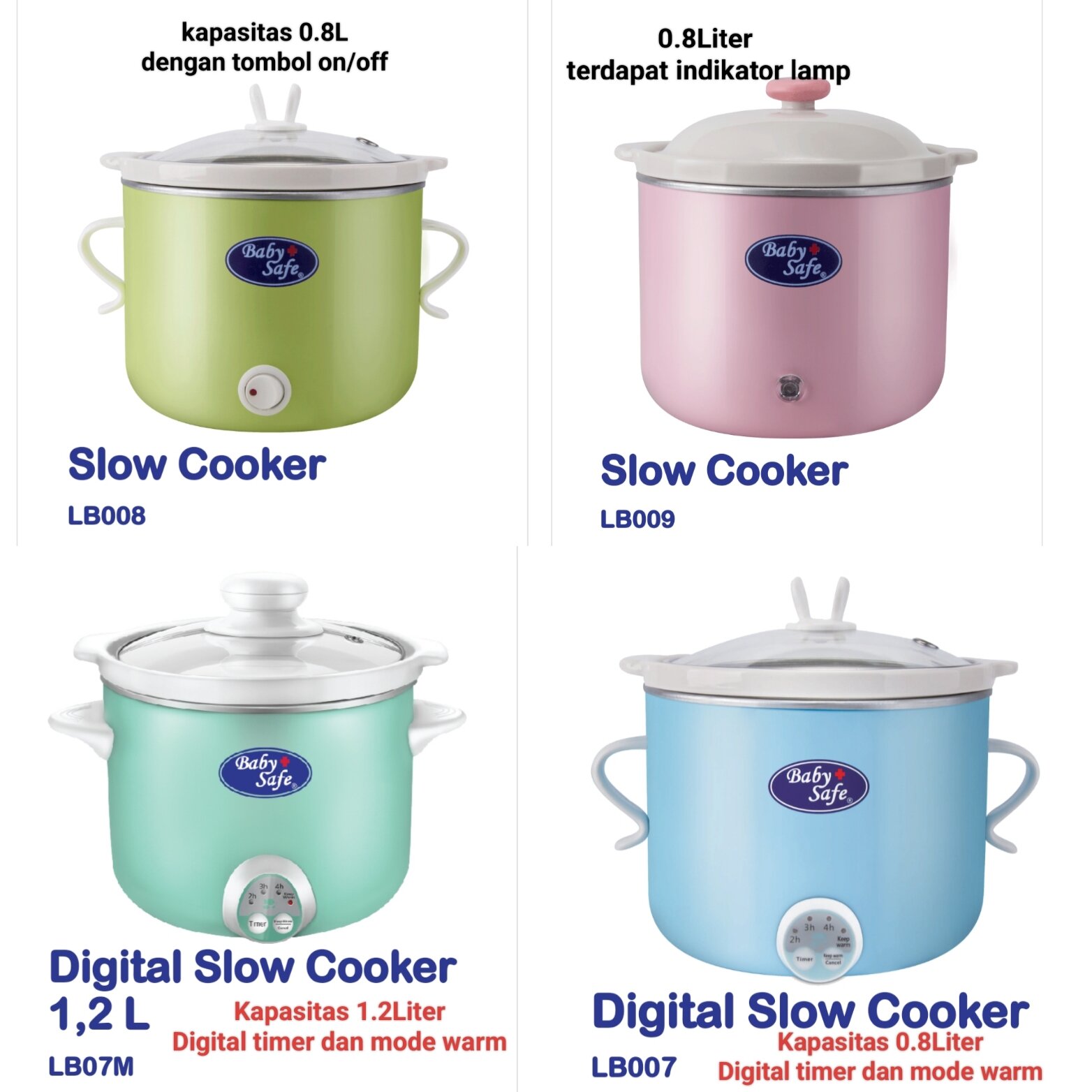 Baby Safe Slow cooker LB007 LB07M LB009, Babysafe Slow cooker perlengkapan MPASI