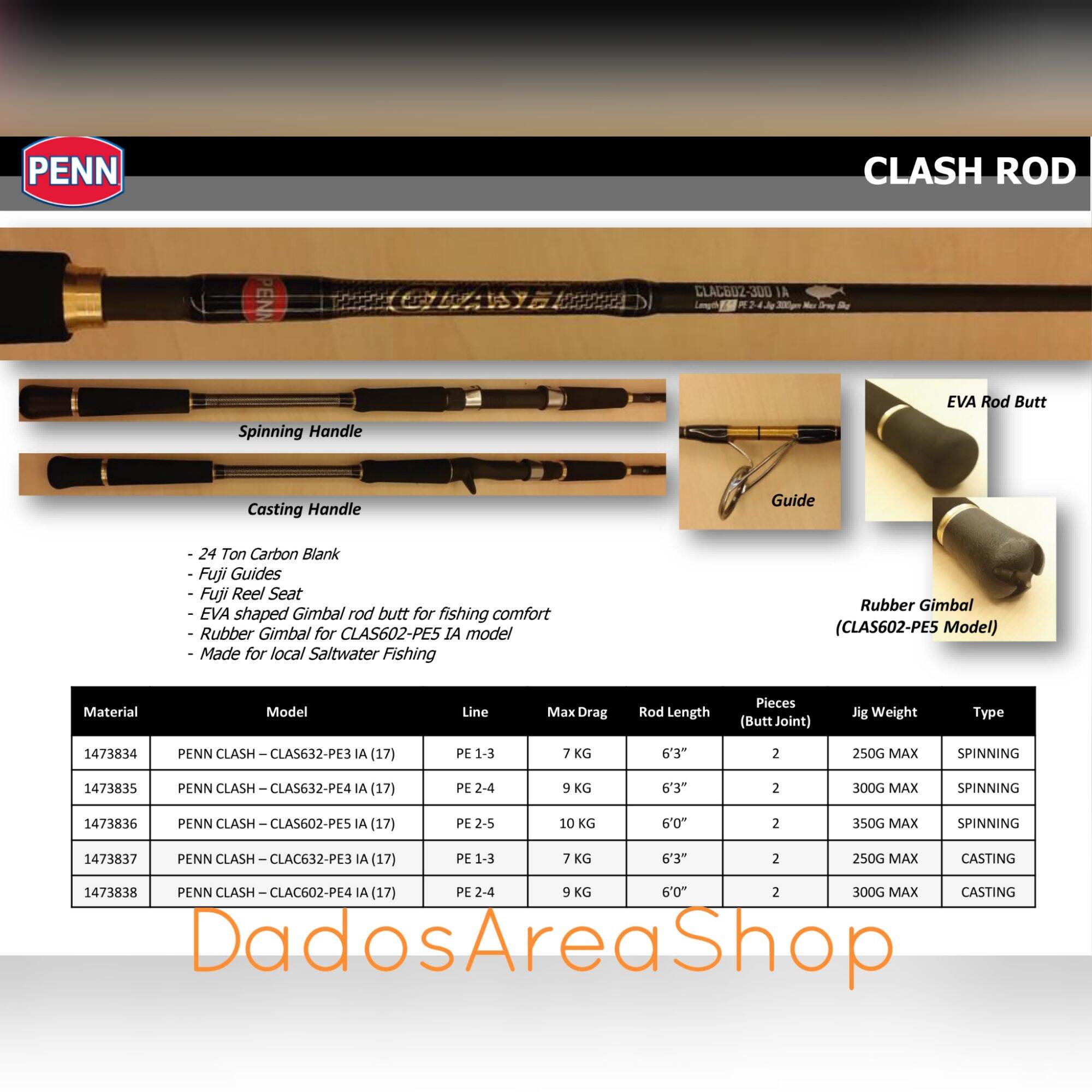 Joran PENN CLASH Overhead Jigging Rod | Lazada Indonesia