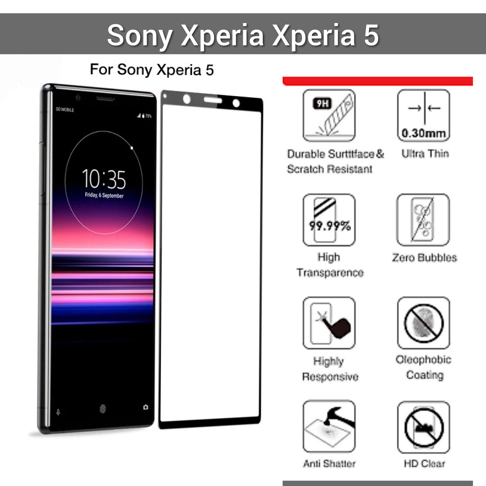 Pellicola In Vetro Temperato 3D Full Cover Per Sony Xperia XZ3 - Anti-graffio E Resistente All'acqua - Foto 3
