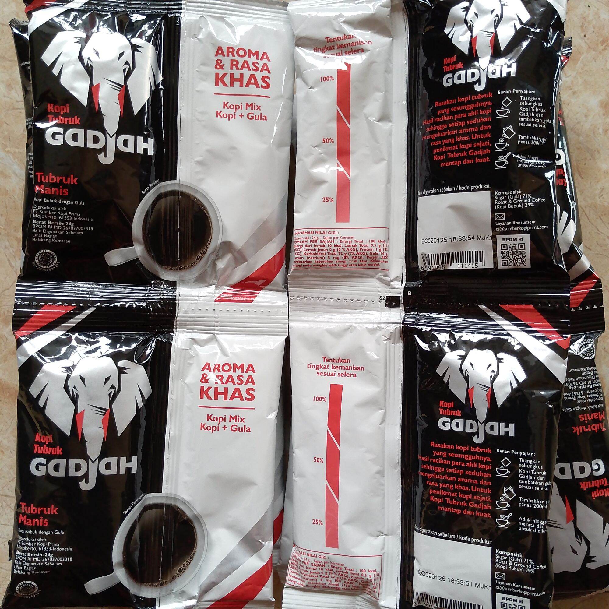 Kopi Gadjah Tubruk manis aroma rasa khas kopi gula 23g renceng 10