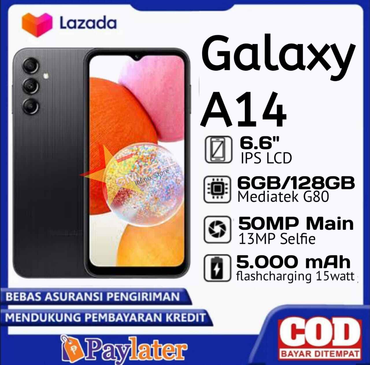 Samsung A14 Ram 6 + 128 new warranty!! 4G LTE network Harga 1,995,000 rupiah*Gratis Ongkir