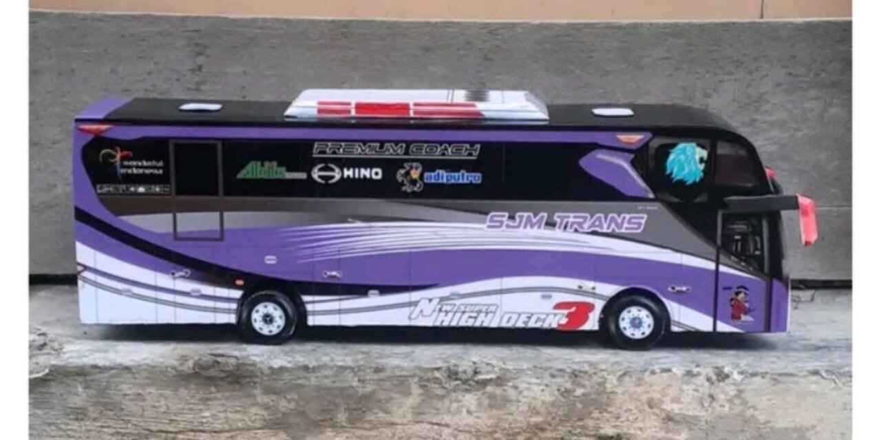 Miniatur Bus Telolet Basuri Sjm Trans Ratu Maher Full Fariasi Lampu Leed Viral Lazada Indonesia