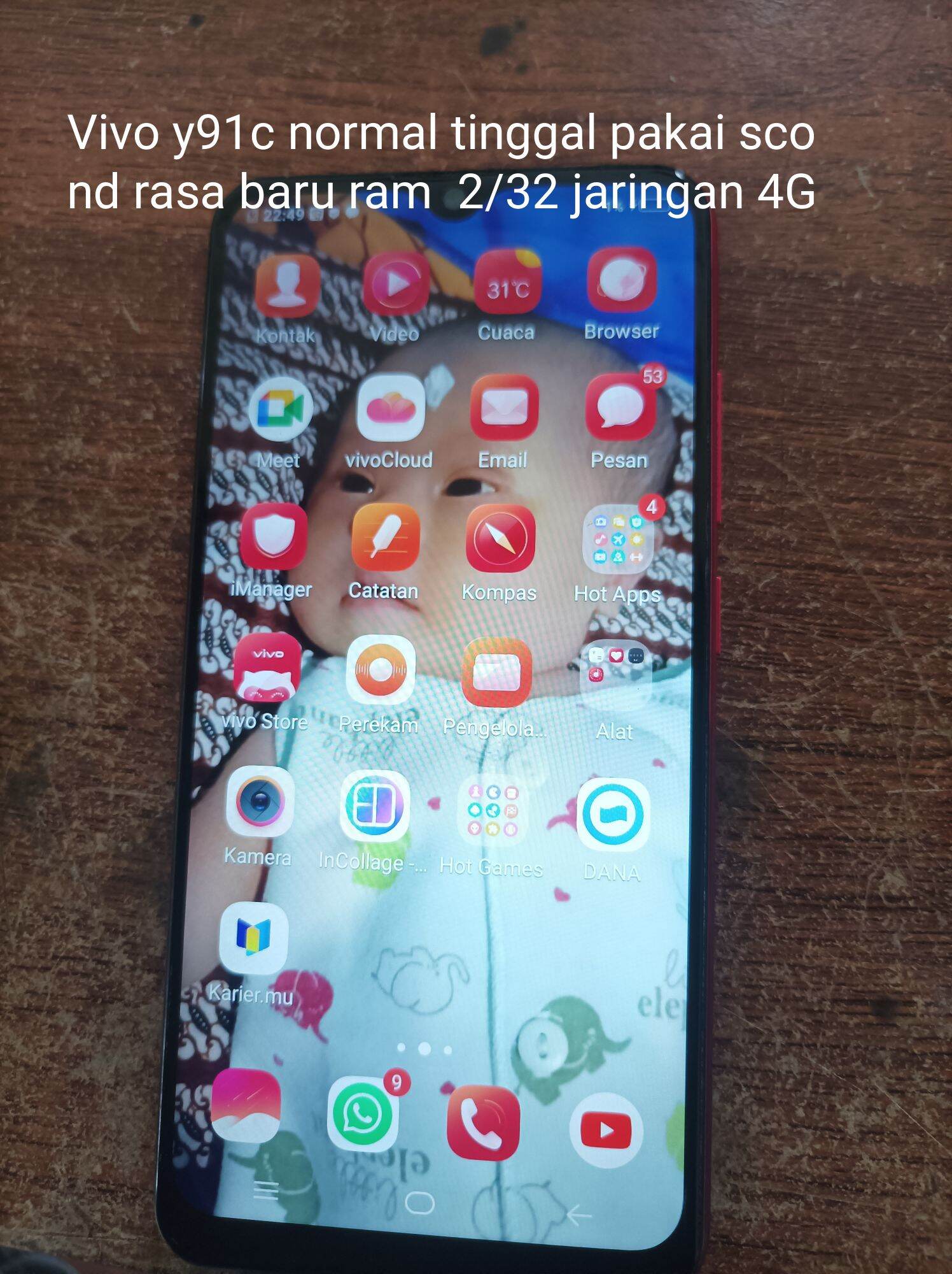 Vivo Y91C Is Normal, Just Use Second-Hand Ram 2/32, 4g Network, Random Color, Can'T Be Customized, Color Y Cellphone Rell Harga  400,000 Ringgit*Penghantaran Percuma