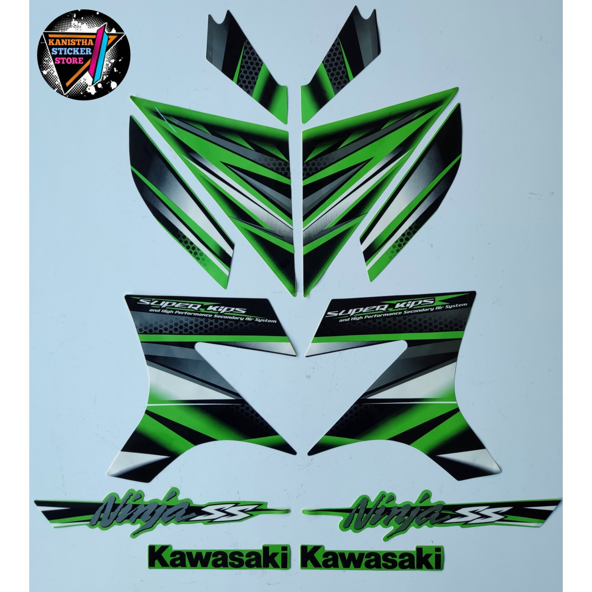striping kawasaki ninja ss 2013 2014 warna hijau stiker list body motor