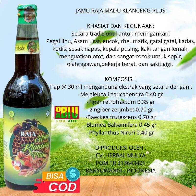 JAMU RAJA MADU KLANCENG PLUS 600 ml Pegal Linu Asam Urat Manjur | Lazada Indonesia