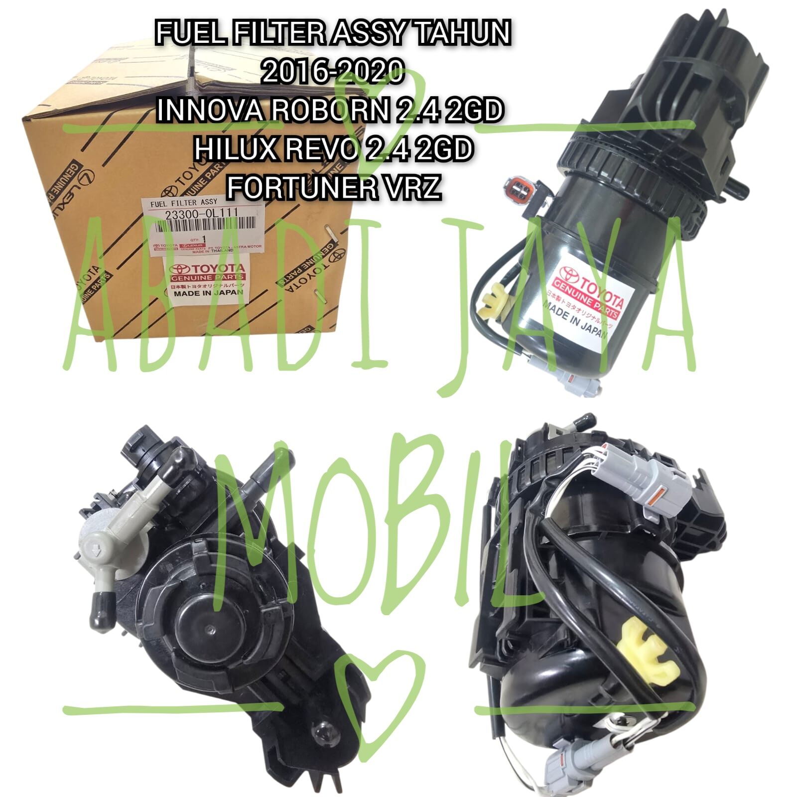 FUEL FILTER ASSY HILUX REVO 2.4 2400CC 2GD FORTUNER VRZ 2.4 2GD 1GD SEPERATOR ASSY POMPA SOLAR HILUX REVO 2.4 2400CC 2GD FTV 2.8 2800CC 1GD FTV FORTUNER VRZ 2.4 2400CC 2GD 23300 0L111 Harga 485,000 rupiah*Gratis Ongkir