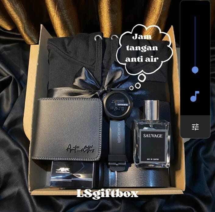Hampers kado cowok Hoodie hadiah box pria ultah jam anti air Hadiah Anniversary wisuda wisuda