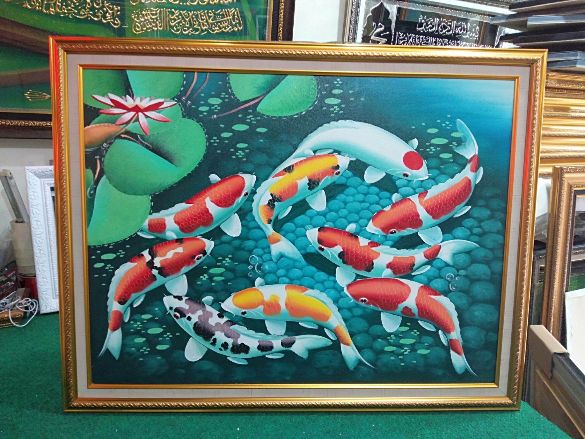Lukisan kanvas asli tangan/Hiasan dinding/Lukisan buah/Lukisan pemandangan/Lukisan ikan koi/Lukisan abโฆ
