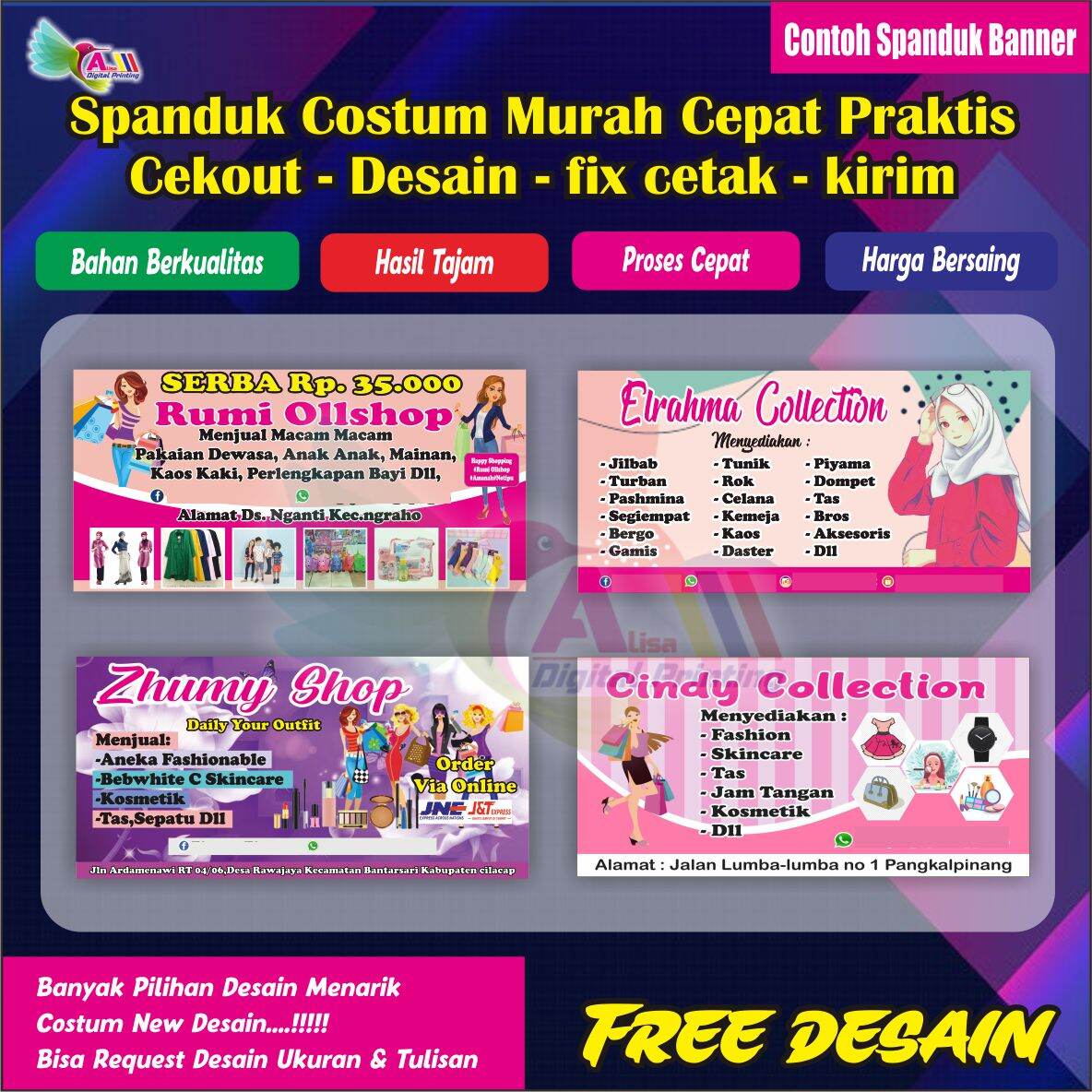 Cetak Spanduk Banner Toko Pakaian,Jualan Olshop,Fashion Costum | Lazada ...