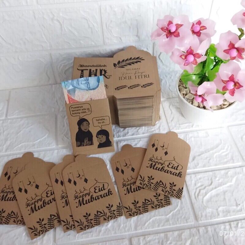 10 Amplop Lebaran Kertas Karton Pendek Amplop Coklat Lebaran Idul Fitri Amplop Craft Souvenir