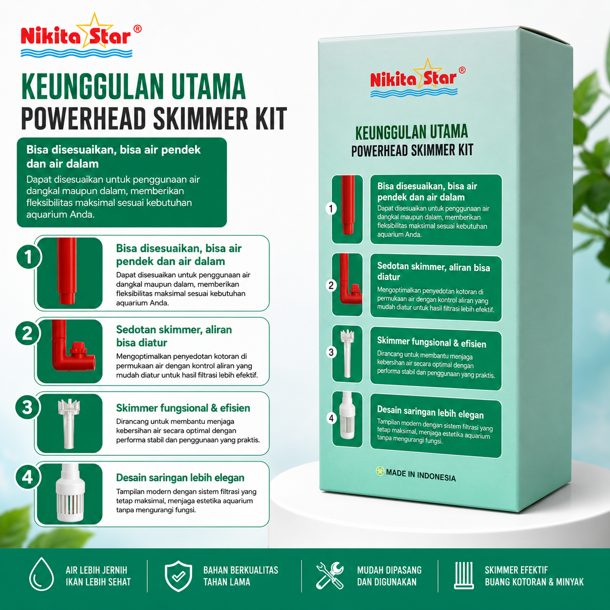 NIKITA STAR POWERHEAD SKIMMER KIT AQUARIUM AQUASCAPE