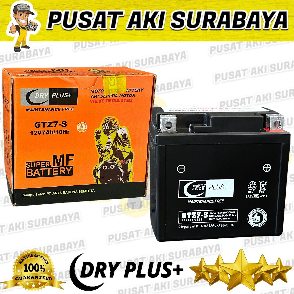 ORIGINAL AKI DRYPLUS GTZ7S 12 VOLT 7 AMPER UNTUK MOTOR ALL NEW