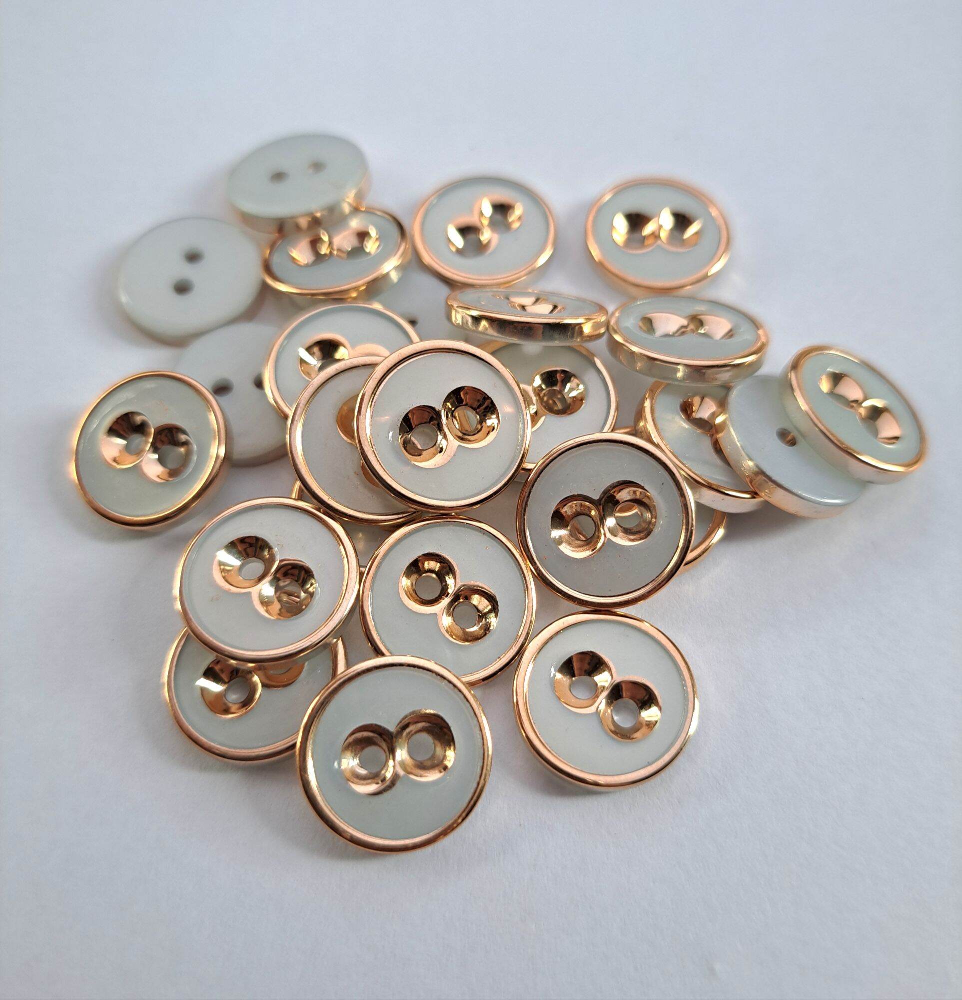 Kancing Jamur import datar motif mata ukuran 13 mm/15mm isi 100 pcs gold