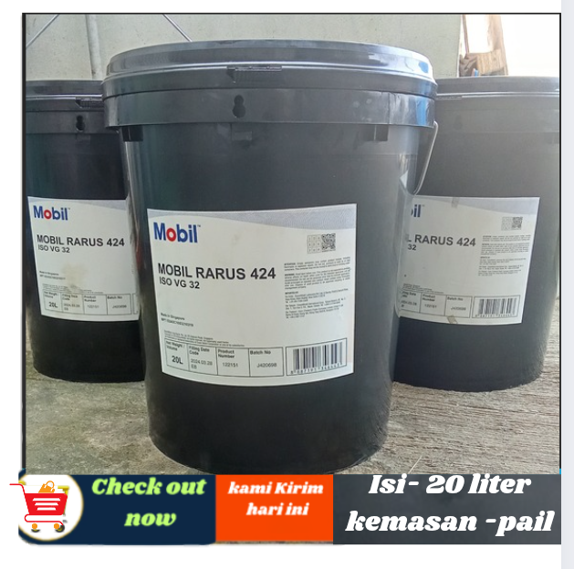 oli pelumas kompresor MOBIL RARUS 424 ISO VG 32 isi -20liter kemasan pail Harga 1,100,000 rupiah*Gratis Ongkir