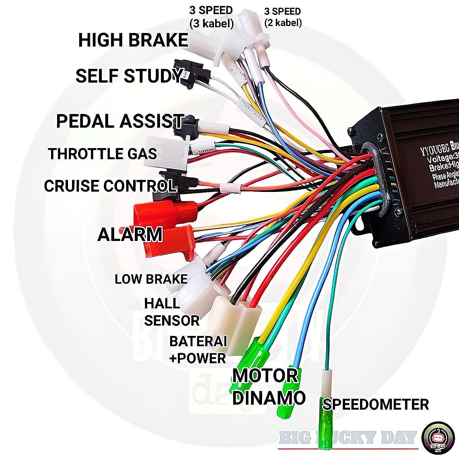 CONTROLLER SEPEDA LISTRIK 36V 48V 350W UNIVERSAL WARNA HITAM
