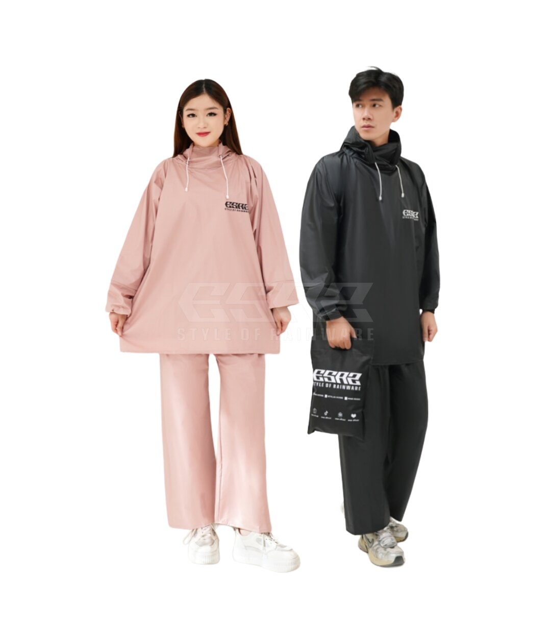 Men's Women's fashion raincoat (black) Harga 65,999 rupiah*Gratis Ongkir