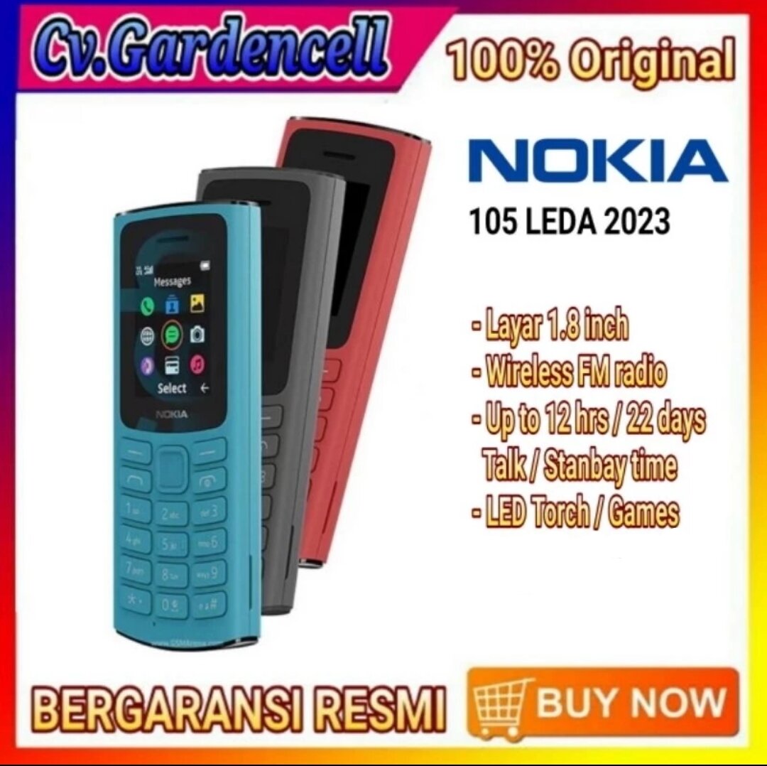 Nokia 105 Leda (2023) Garansi resmi Harga 265,000 rupiah*Gratis Ongkir