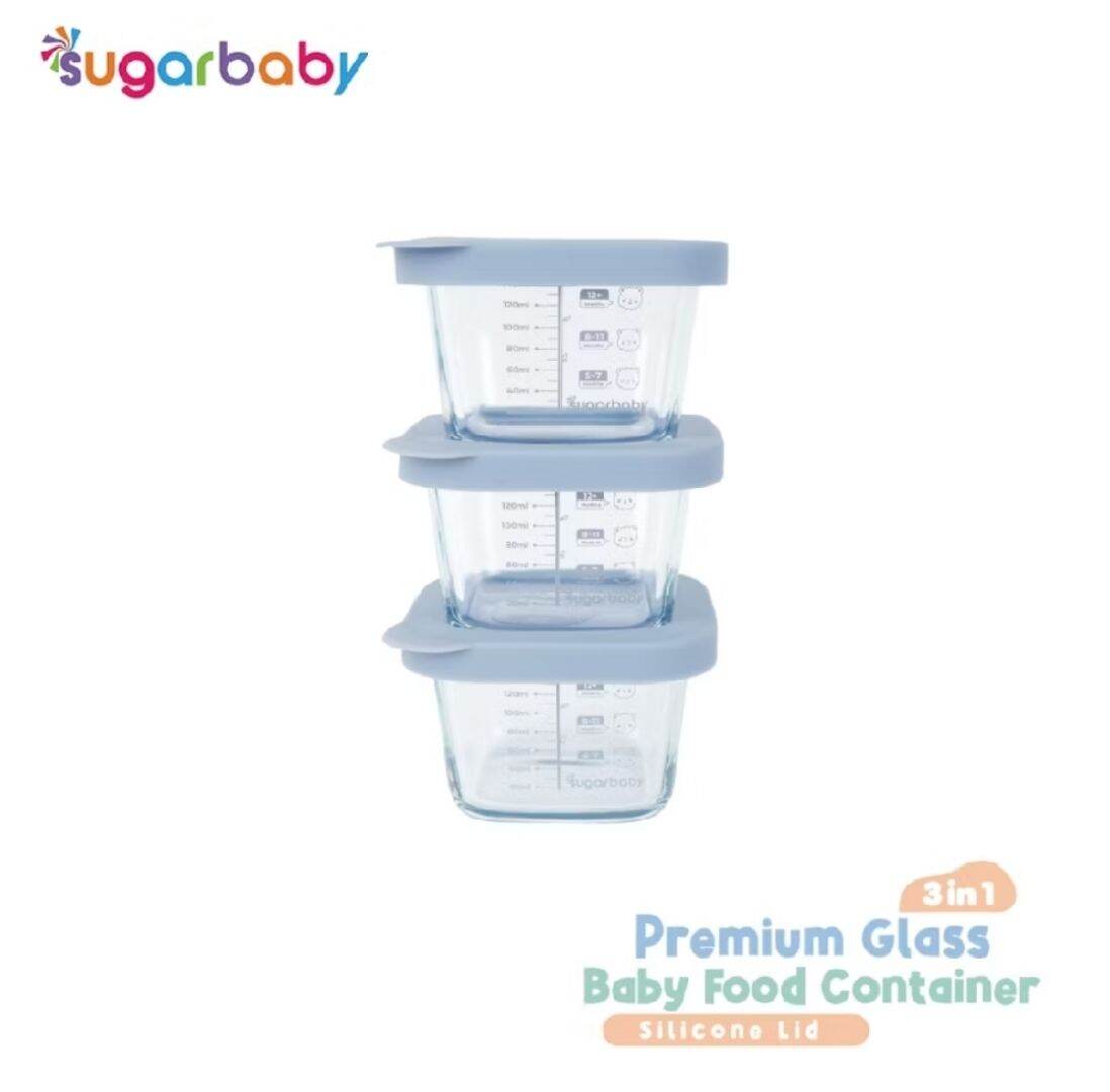 Sugar Baby Premium Glass Jar Baby Food Container 3pcs BPA FREE - Wadah MPASI Kaca