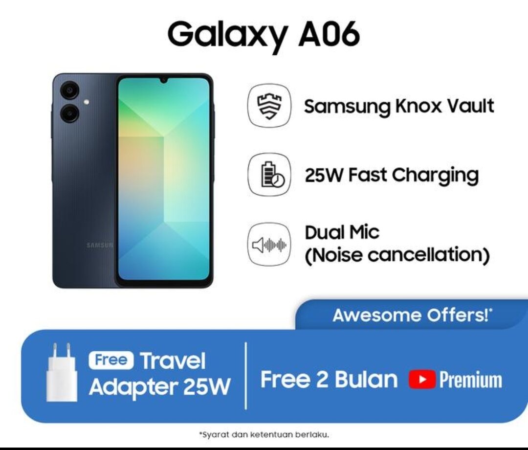 samsung galaxy A06 6/128 black only Harga  1,700,000 Ringgit*Penghantaran Percuma