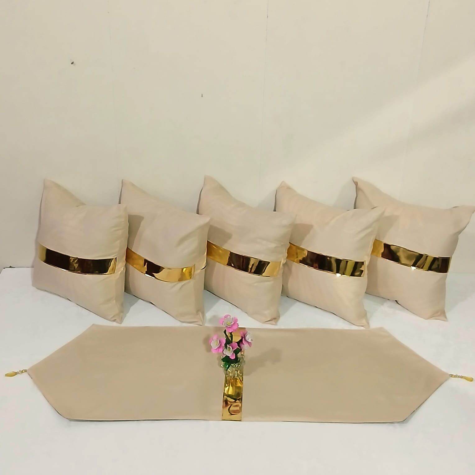 sarung bantal sofa terdiri dari 5pcs sarung bantal dan 1 taplak meja