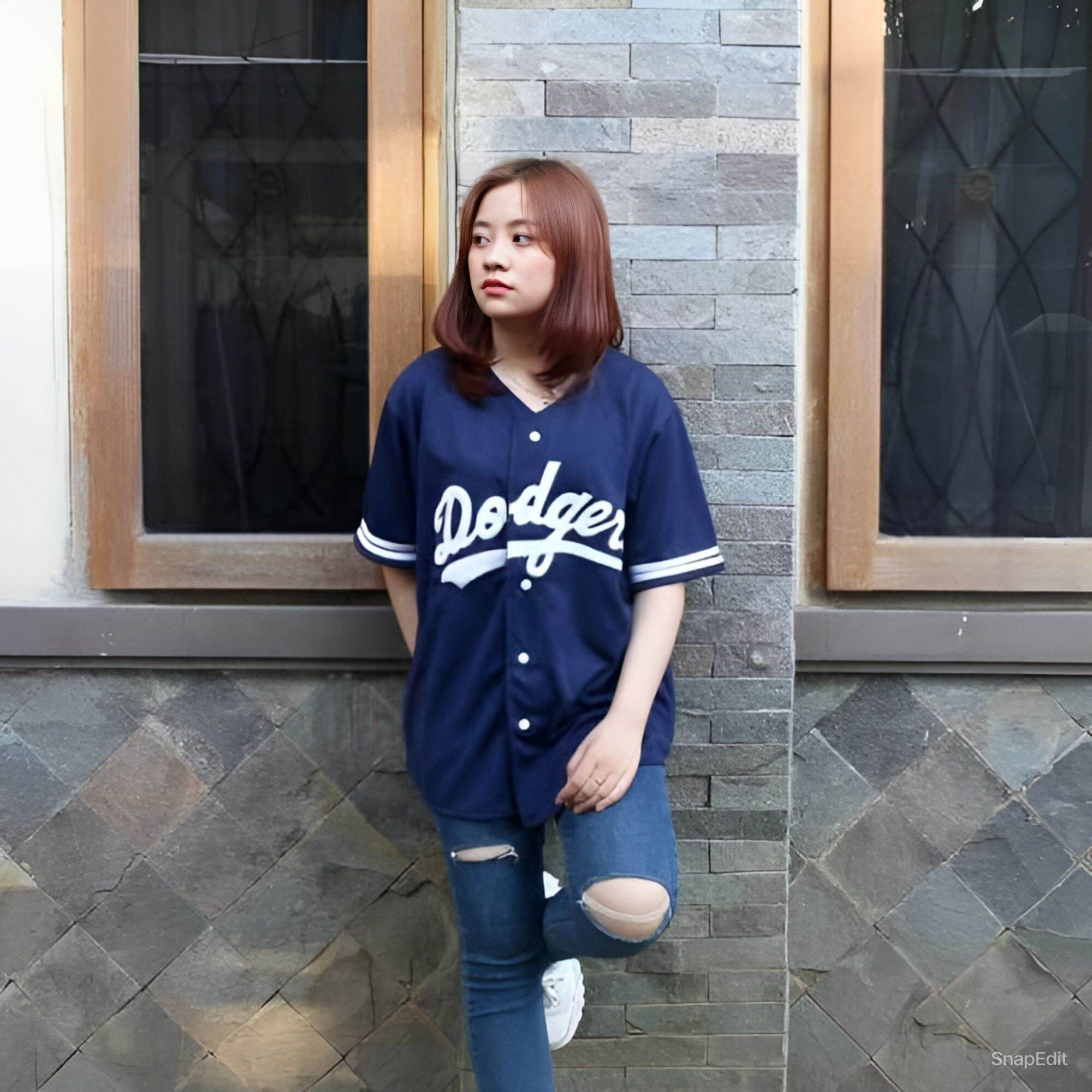 Baju baseball dodgers hitam