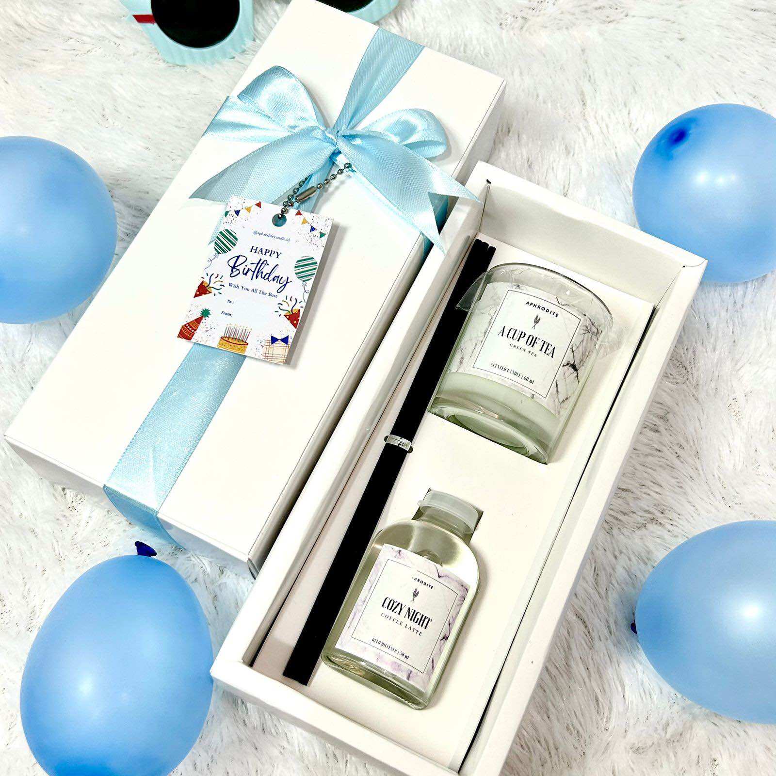 Hampers Ulang Tahun Lilin Aromaterapi - Souvenir Birthday Reed Diffuser - Kado Teman Unik - Hadiah Pac…
