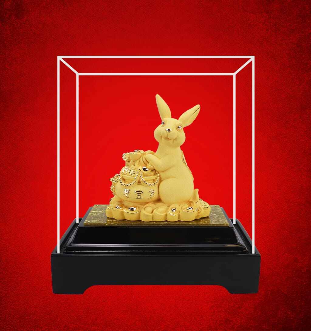 PATUNG GIFT PAJANGAN LAPIS EMAS 24K KELINCI PREMIUM SIZE L