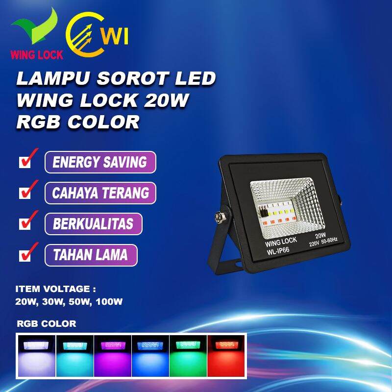lampu LED kap sorot RGB 20 Watt winglock Lazada Indonesia