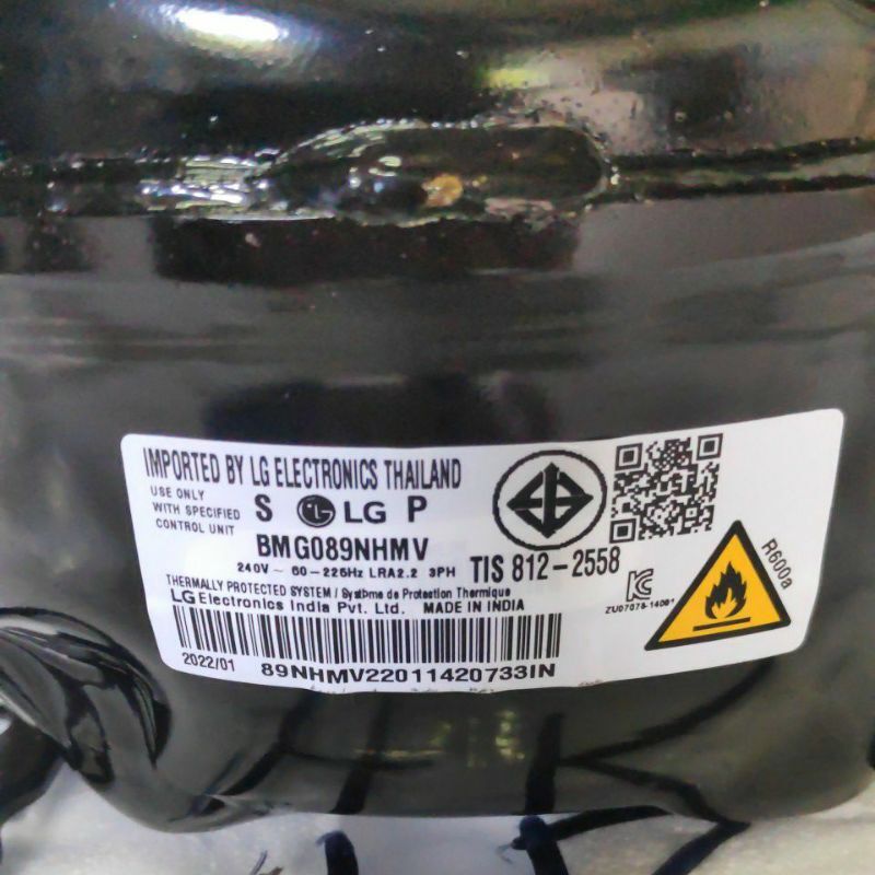 Kompressor Kulkas LG Inverter BMG089NHMV 3PH Freon R600a Compressor LRA