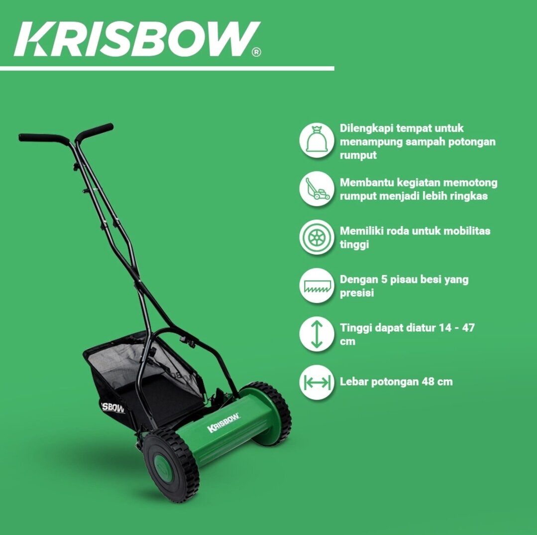 Krisbow Alat Pemotong Rumput 12 inch Manual Dorong | Lazada Indonesia