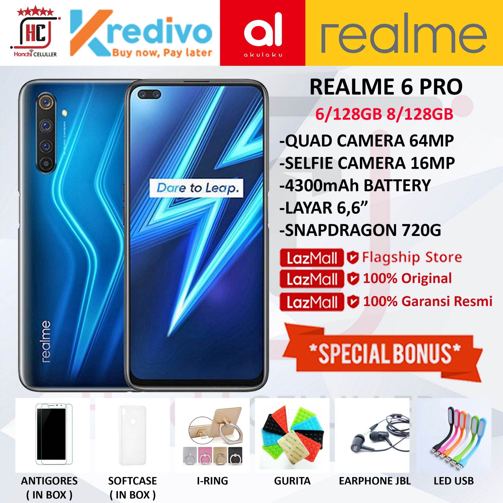 REALME 6 PRO 8/128GB 6/128GB GARANSI RESMI ORIGINAL FULL BONUS Harga 4,499,000 rupiah*Gratis Ongkir