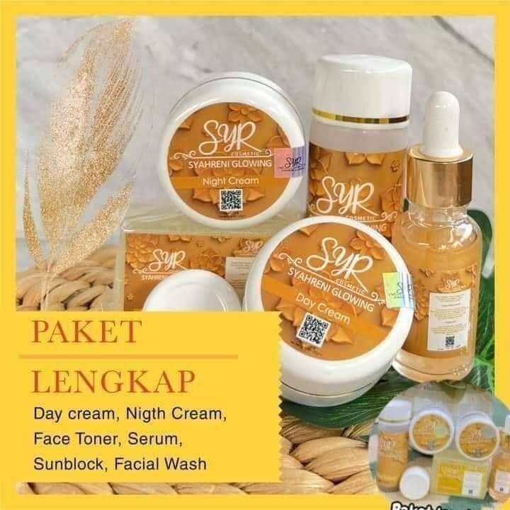 bpom skincare paket lengkap syahreni glowing set krim wajah siang malam sunblock syr cream syahraeni pโฆ