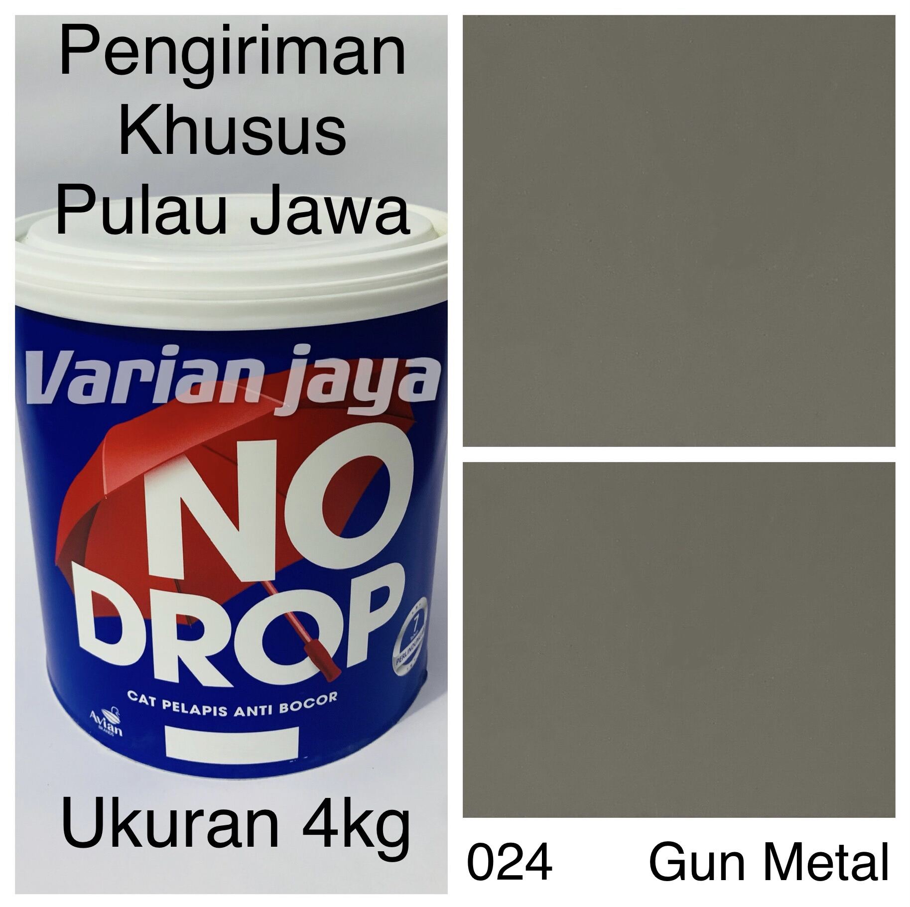 Cat Tembok No drop 4Kg Nodrop Anti Bocor Warna Gun Metal 024 Abu abu