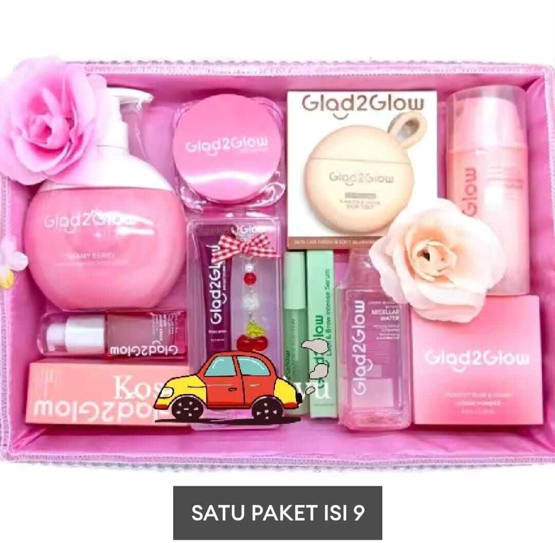 Terbaru set skincare glad2glow paket hemat kemasan hampers terlaris