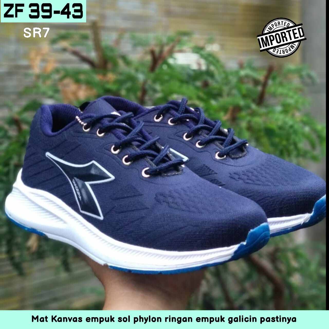 Sepatu tali pria sneakers bahan kanvas sol pylon ringan merk diadora size  39-43 - Main Image