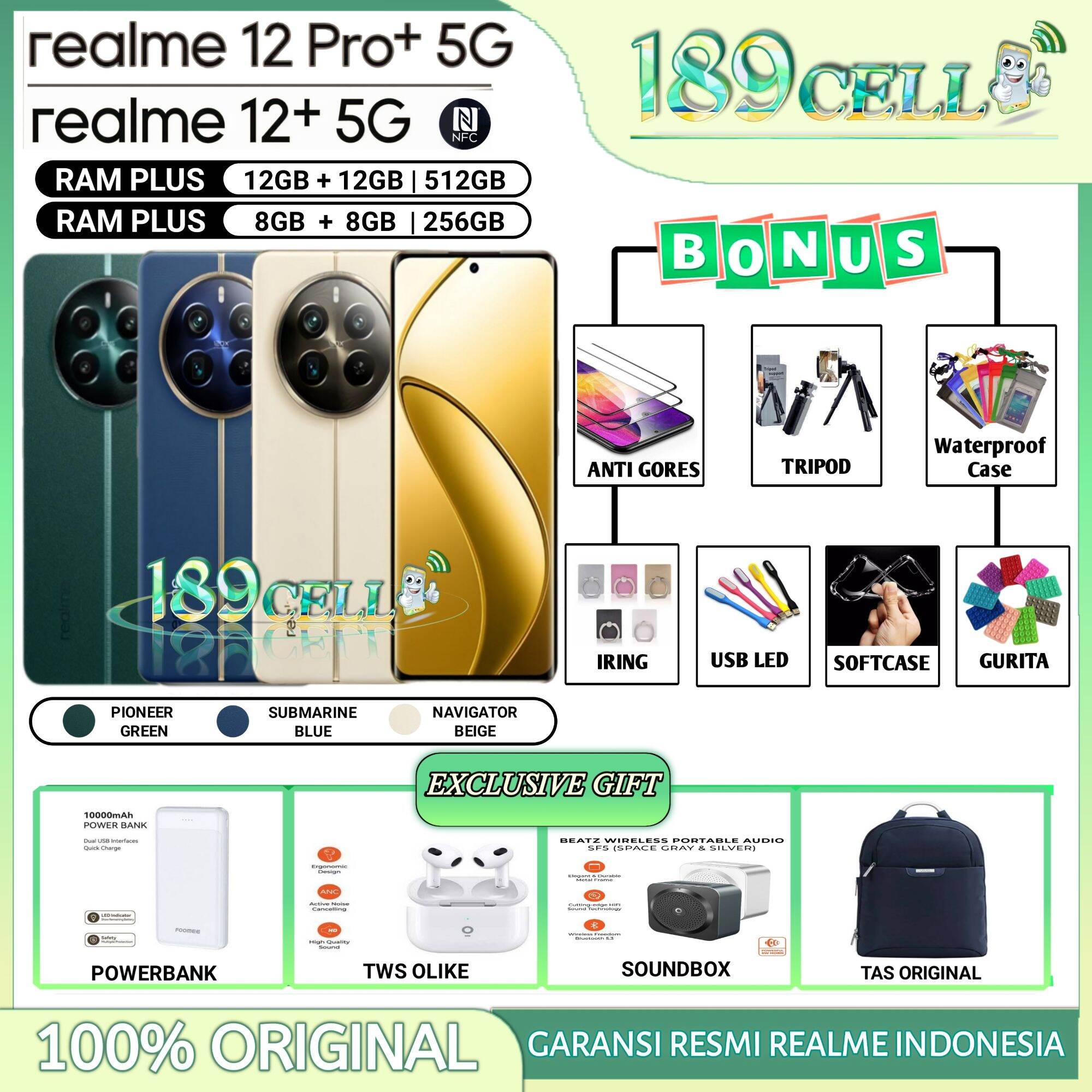 REALME 12 PRO PLUS RAM 8/256 GB & PRO+ RAM 12/512 GB | REALME12 PLUS 8/256 GB GARANSI RESMI Harga  3,099,900 Ringgit*Penghantaran Percuma