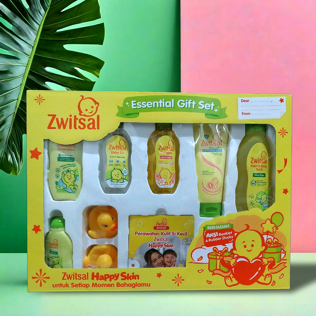 Zwitsal essential hadiah set baby hadiah hamper-baby supplies pack-1 set