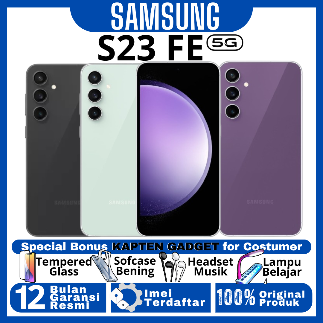 HP SAMSUNG GALAXY S23 FE 5G 8/256GB RAM UPTO 16GB 100% BARU ORIGINAL GARANSI RESMI Harga 8,799,000 rupiah*Gratis Ongkir
