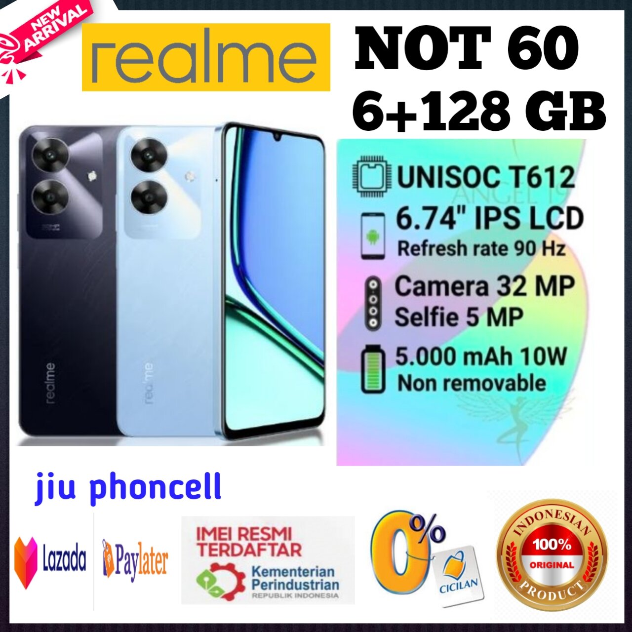 Realme Note 60X 6+128 Gb Unisog T612 (Replacement for Note 50) Official Warranty 1 Year Registered Imei Giá 1,125,000 Đồng*Miễn phí vận chuyển